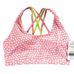 Fabletics Medium Impact Sports Bra size Large pink with daisies